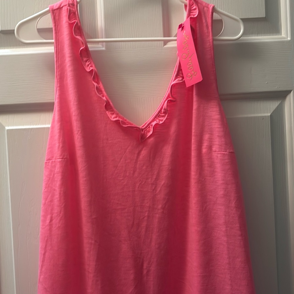 Lilly Pulitzer Gigi ruffle tank top. NWT. Havana Pink XL